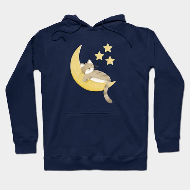 Sleeping cat and moon Hoodie by AbbyCatAtelier